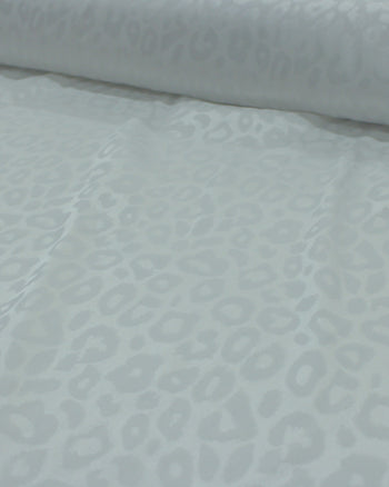 Tecido Cetim Brocado Animal Print Branco