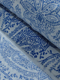 Tecido Viscose Estampa Paisley Azul e Branco