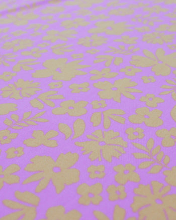 Tecido Viscose Texturizada Desenhos Rosa e Laranja