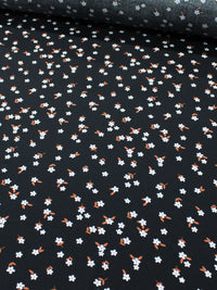 Tecido Viscose Flores Marrom Branco e Preto