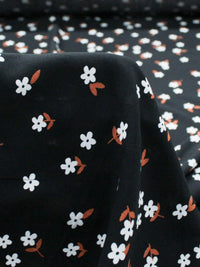 Tecido Viscose Flores Marrom Branco e Preto