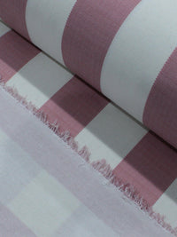 Tecido Linho Misto Macro Listras Rosé e Branco