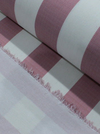 Tecido Linho Misto Macro Listras Rosé e Branco