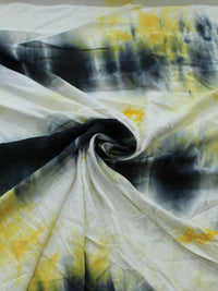 Tecido Viscose Estampa Tie-Dye Abstrato Amarelo e Preto