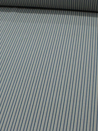 Tecido Linho Misto Micro Listras Azul e Cru
