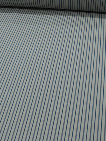 Tecido Linho Misto Micro Listras Azul e Cru