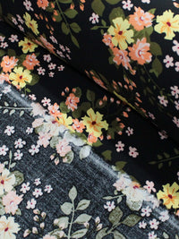 Tecido Viscose Estampa Floral Amarelo Verde e Preto