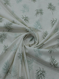 Tecido Linho Misto Camisaria Folhagem Verde e Cru