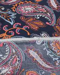 Tecido Viscose Macro Cashmere Azul Marinho e Colorido