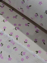 Tecido Viscose Texturizada Flores Verde Rosa e Nude