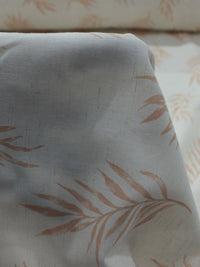 Tecido Linho Misto Camisaria Folhagens Coral e Cru
