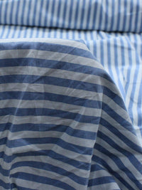 Tecido Tricoline Mista Listras Azul e Branco