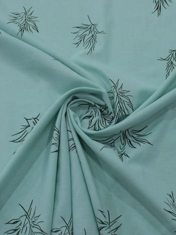 Tecido Linho Misto Camisaria Folhagens Tons de Verde