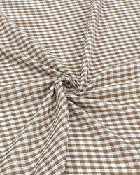 Tecido Crepe de Alfaiataria Quadriculado Branco e Caramelo
