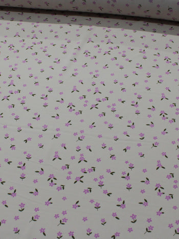Tecido Viscose Texturizada Flores Verde Rosa e Nude