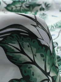 Tecido Crepe Silk Folhagens Verde e Creme