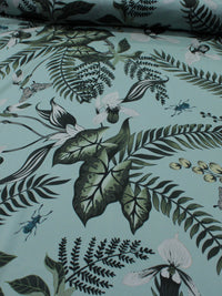 Tecido Crepe Silk Folhagens Verde
