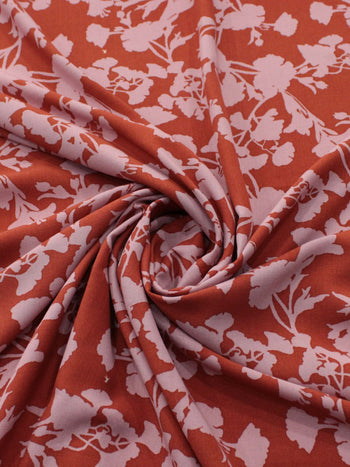 Tecido Viscose Estampa Floral Rosa e Terracota