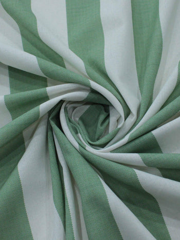 Tecido Linho Misto Macro Listras Verde Menta e Cru