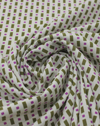 Tecido Viscose Desenhos Geométricos Verde e Roxo