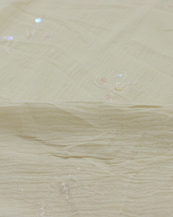 Tecido Crepe de Algodão Bordado Bege