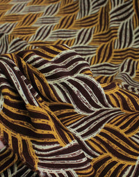 Tecido Viscose Texturizada Entrelaços Amarelo Mostarda e Bege