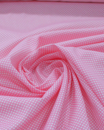 Tecido Tricoline Mista Poá Rosa e Branco