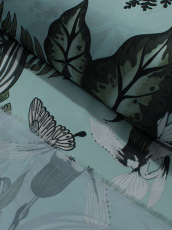 Tecido Crepe Silk Folhagens Verde