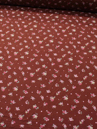 Tecido Viscose Estampa Floral Rosa Amarelo e Terracota