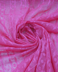 Tecido Crepe Chiffon Brocado com Brilho Rosa Pink