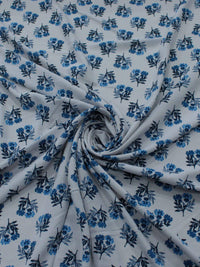 Tecido Viscose Estampa Floral Tons de Azul e Branco