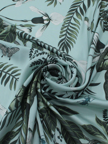Tecido Crepe Silk Folhagens Verde