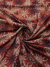 Tecido Viscose Texturizada Coqueiros Azul Creme e Terracota