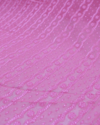 Tecido Crepe Chiffon Brocado com Brilho Rosa Pink
