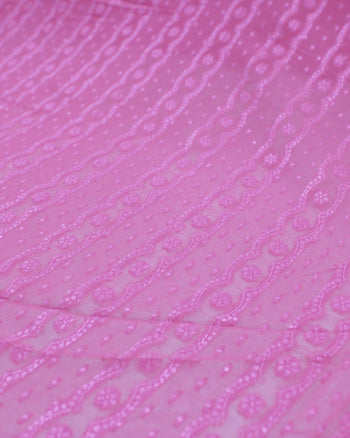 Tecido Crepe Chiffon Brocado com Brilho Rosa Pink