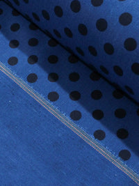 Tecido Linho Misto Poá Azul e Preto