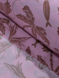 Tecido Viscose Texturizada Estampa Selva Marrom e Rosa