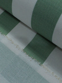 Tecido Linho Misto Macro Listras Verde Menta e Cru