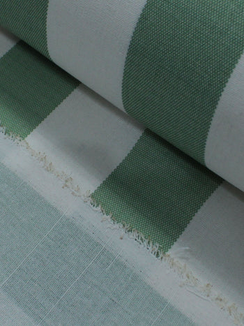 Tecido Linho Misto Macro Listras Verde Menta e Cru