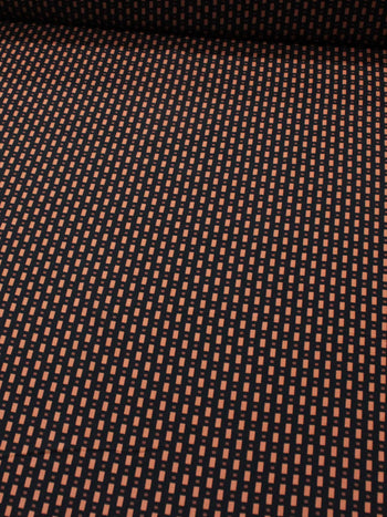 Tecido Viscose Estampa Geométrica Marrom e Preto