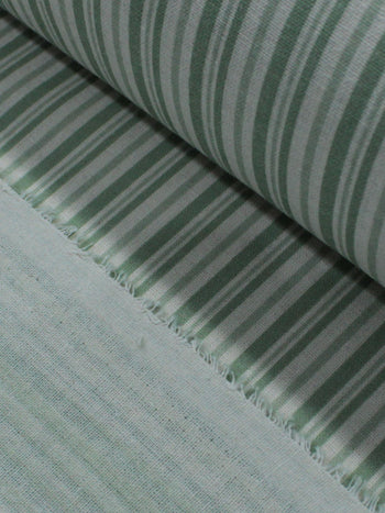 Tecido Linho Misto Listras Duplas Verde e Creme