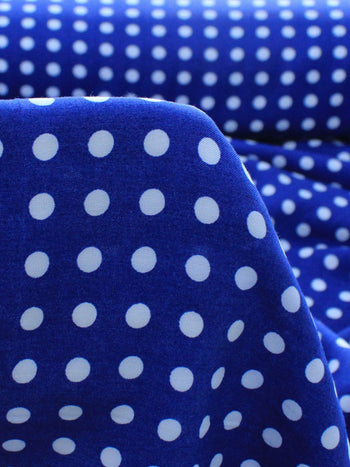 Tecido Viscose Poá Branco e Azul