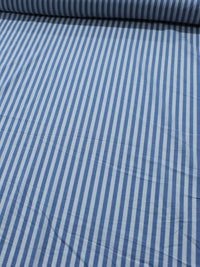 Tecido Tricoline Mista Listras Azul e Branco
