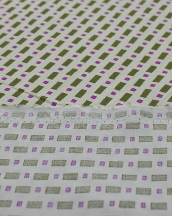 Tecido Viscose Desenhos Geométricos Verde e Roxo