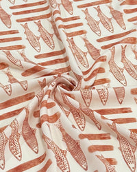 Tecido Viscose Premium Sardine Estampada Terracota e Creme