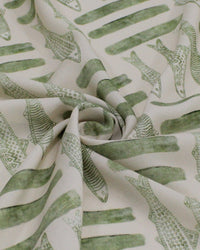 Tecido Viscose Premium Sardine Estampada Verde Menta Sálvia e Creme