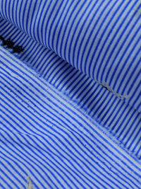 Tecido Cambraia de Algodão Bordada Flores e Micro Listras Branco e Azul