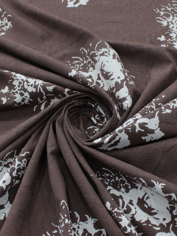 Tecido Jacquard Fino Flores Marrom