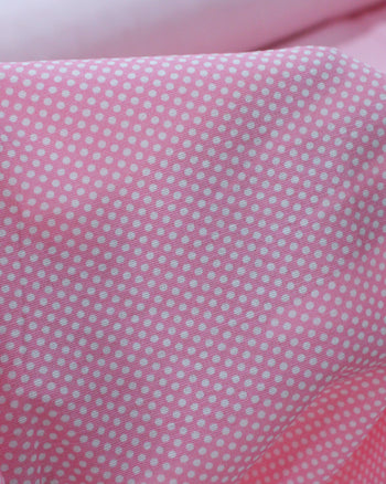 Tecido Tricoline Mista Poá Rosa e Branco