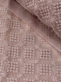 Tecido Tule Bordado Losango e Estrelas Rosé